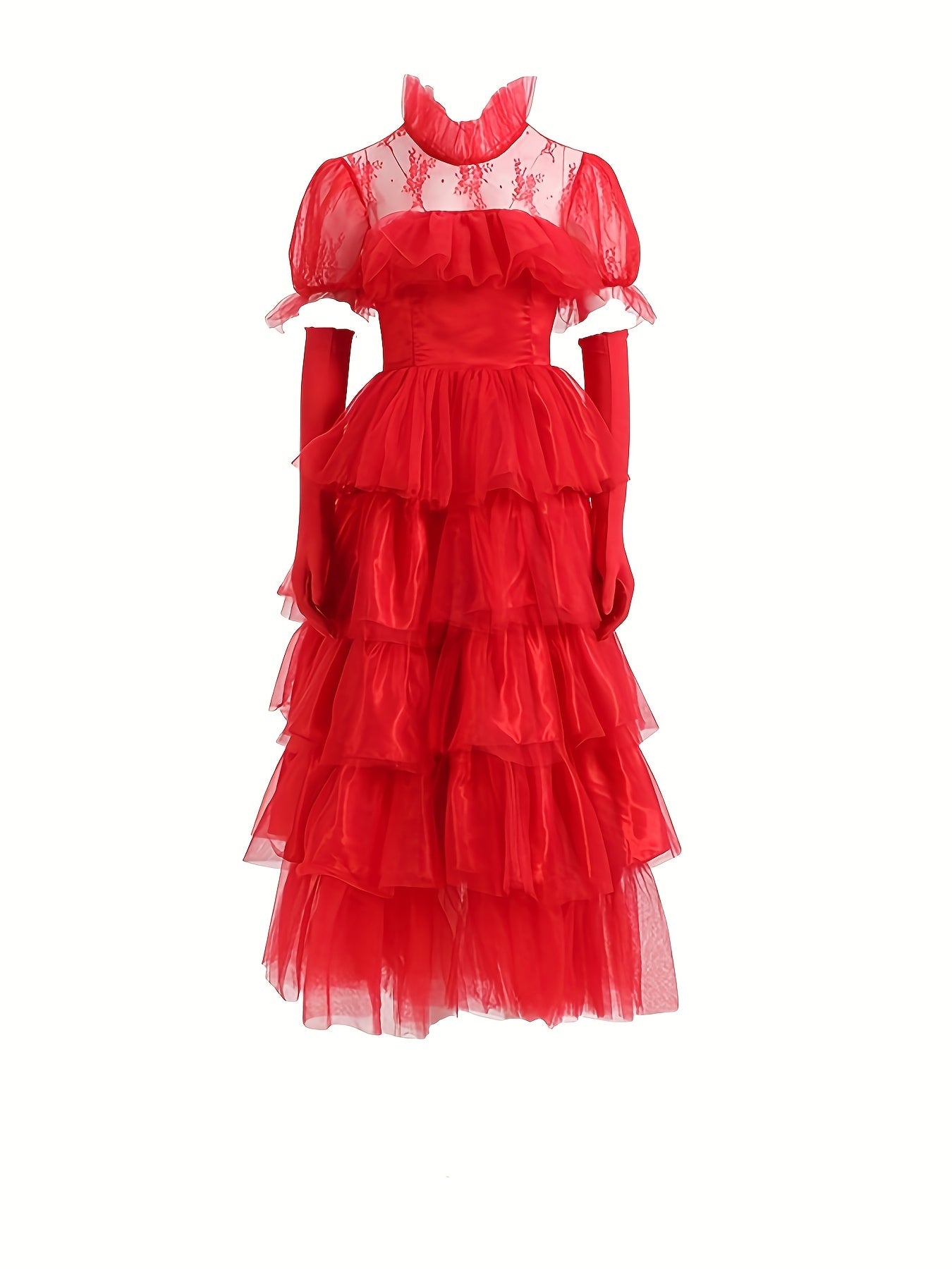 Robe Gothique Maxi à Longs Étages pour Femmes avec Détails en Dentelle 1