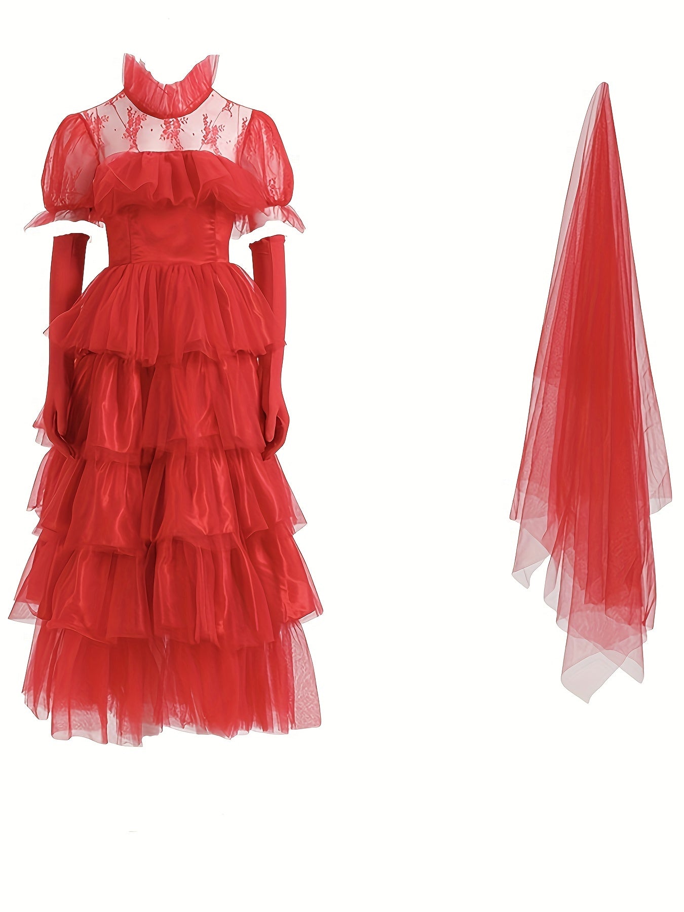 Robe Gothique Maxi à Longs Étages pour Femmes avec Détails en Dentelle 4