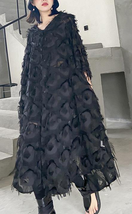 Robe Grande Taille Femme en Chiffon avec Plumes 1