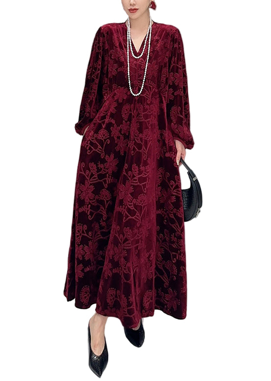 Robe Longue Chic à Col en V pour Femme 0