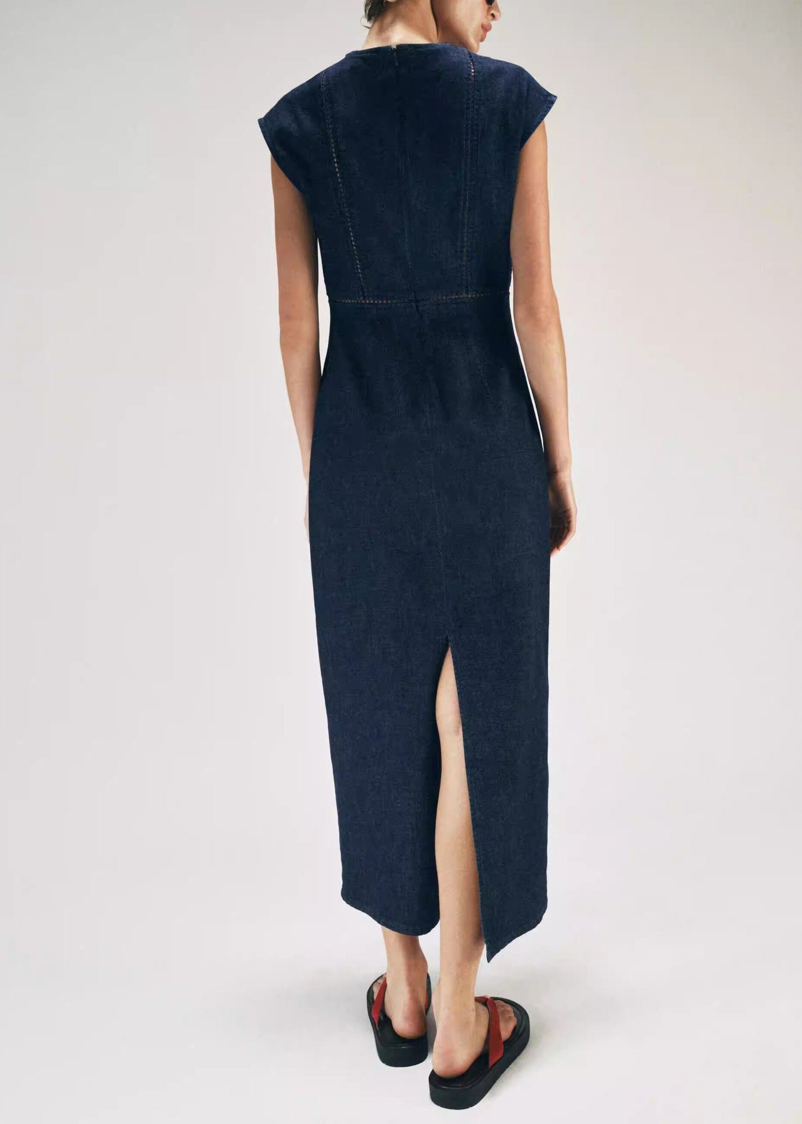 Robe Longue Femme Col V Dos Ouvert Ample 1