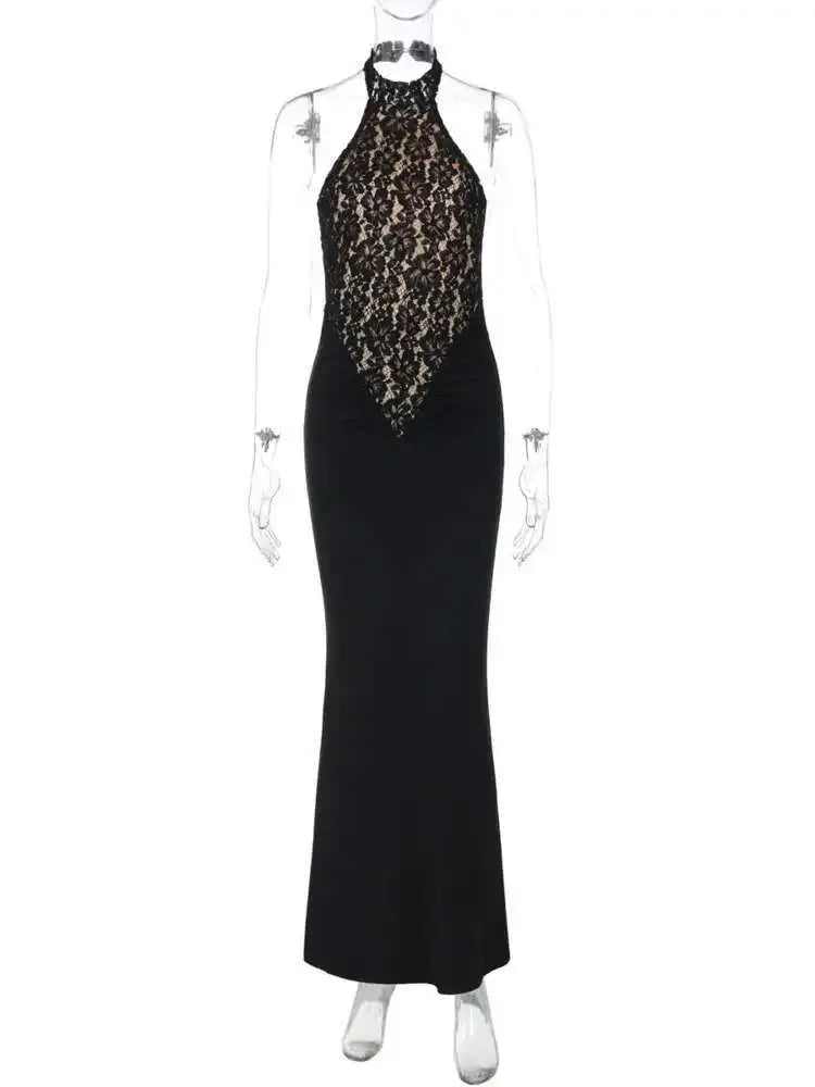 Robe Longue Femme Dos Nu Chic avec Détails en Dentelle pour Été 5