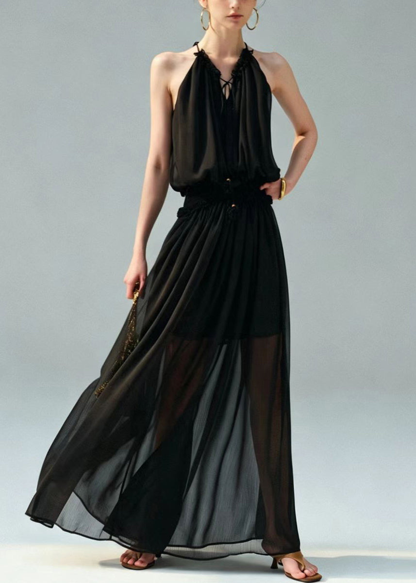 Robe Longue Femme Épaules Dénudées Col Licou Décontractée Été 2