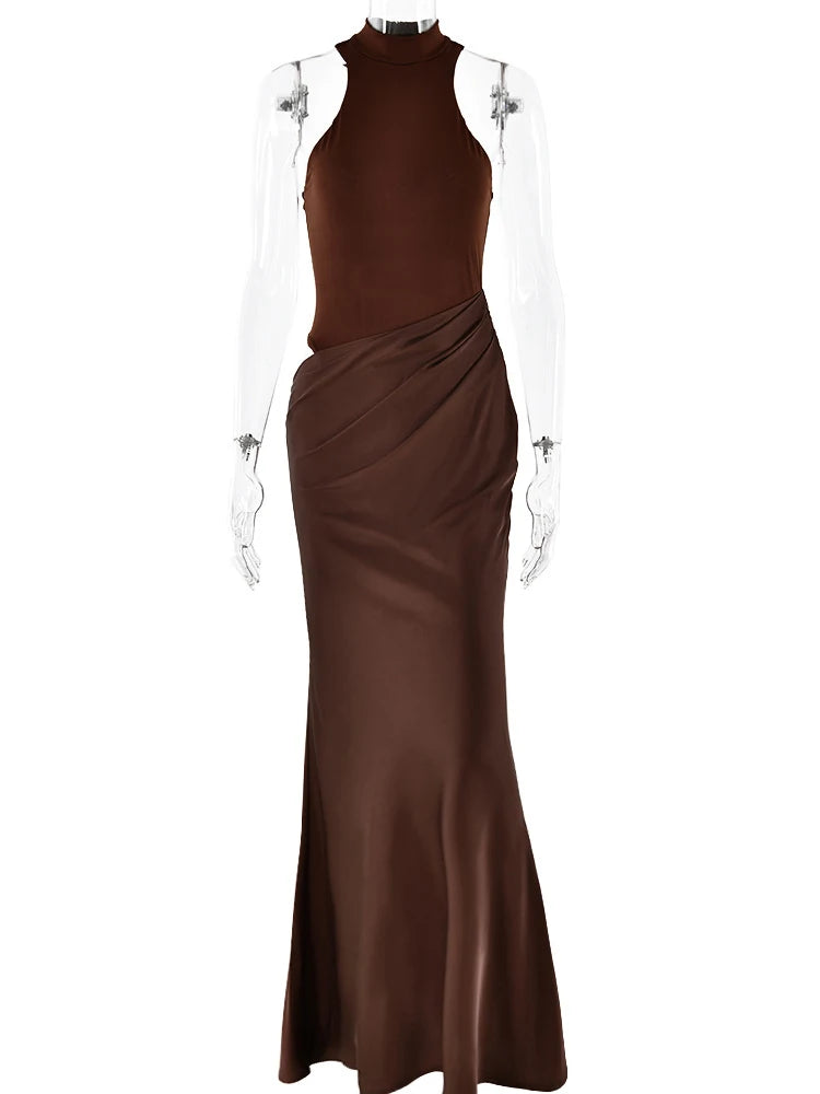 Robe Longue Femme Sans Manches Taille Haute Estivale 5