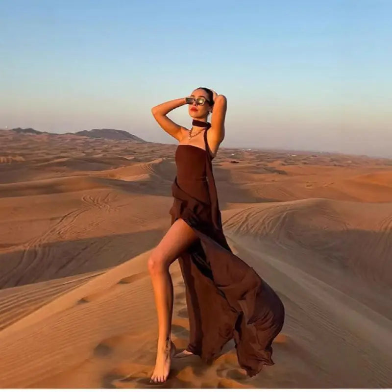 Robe Longue Femme Vintage Sans Bretelles Maxi 7