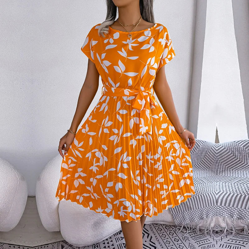 Robe Longue Plissée à Fleurs pour Femmes Chic 6