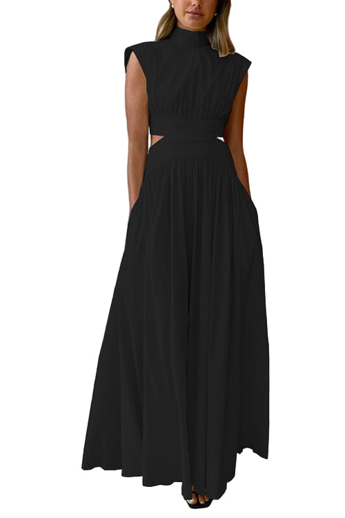 Robe Longue Trapèze à Col Montant pour Femme 2