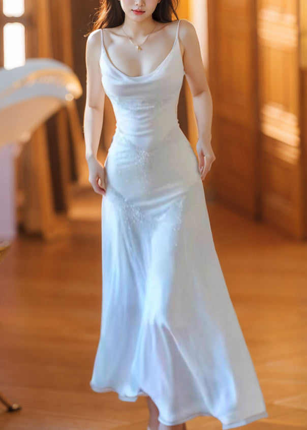 Robe Longue Tunique Ajustée à Bretelles Spaghetti 1