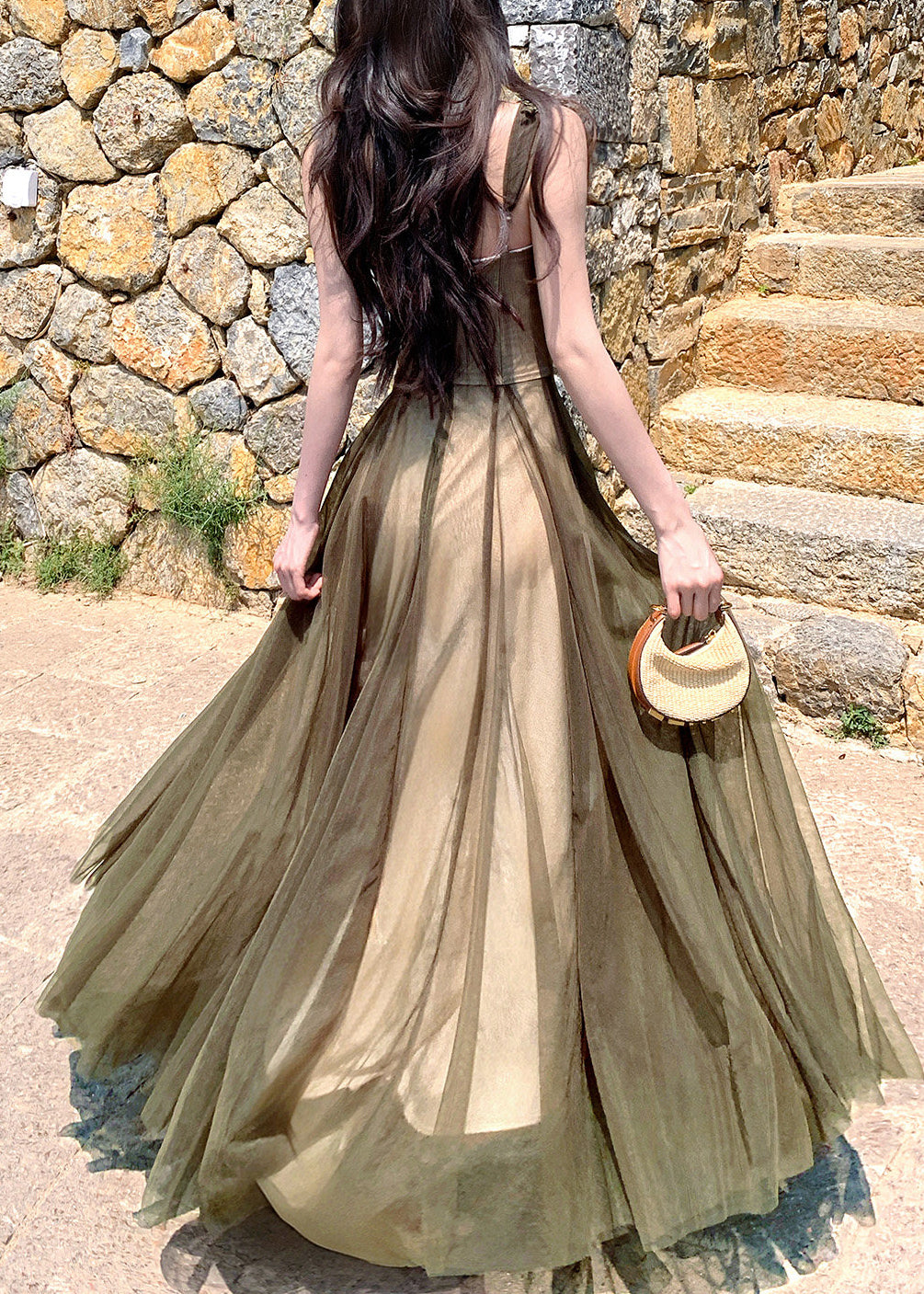 Robe Longue à Bretelles Spaghetti Motif Floral 4