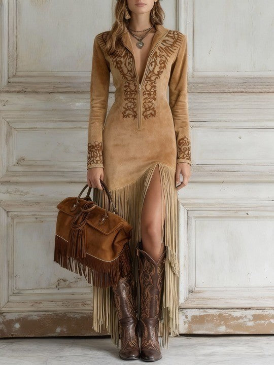 Robe Longue à Franges pour Femmes 1
