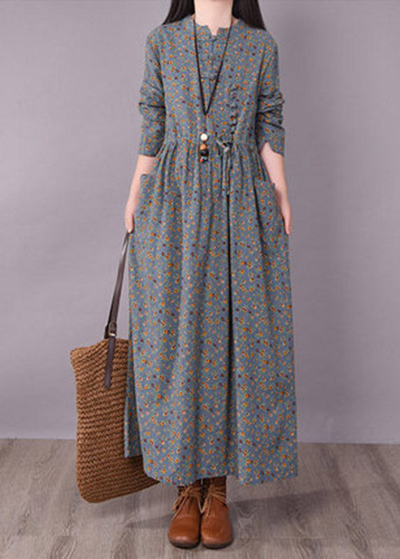 Robe Longue à Manches Longues avec Ceinture et Imprimé pour Femme 1