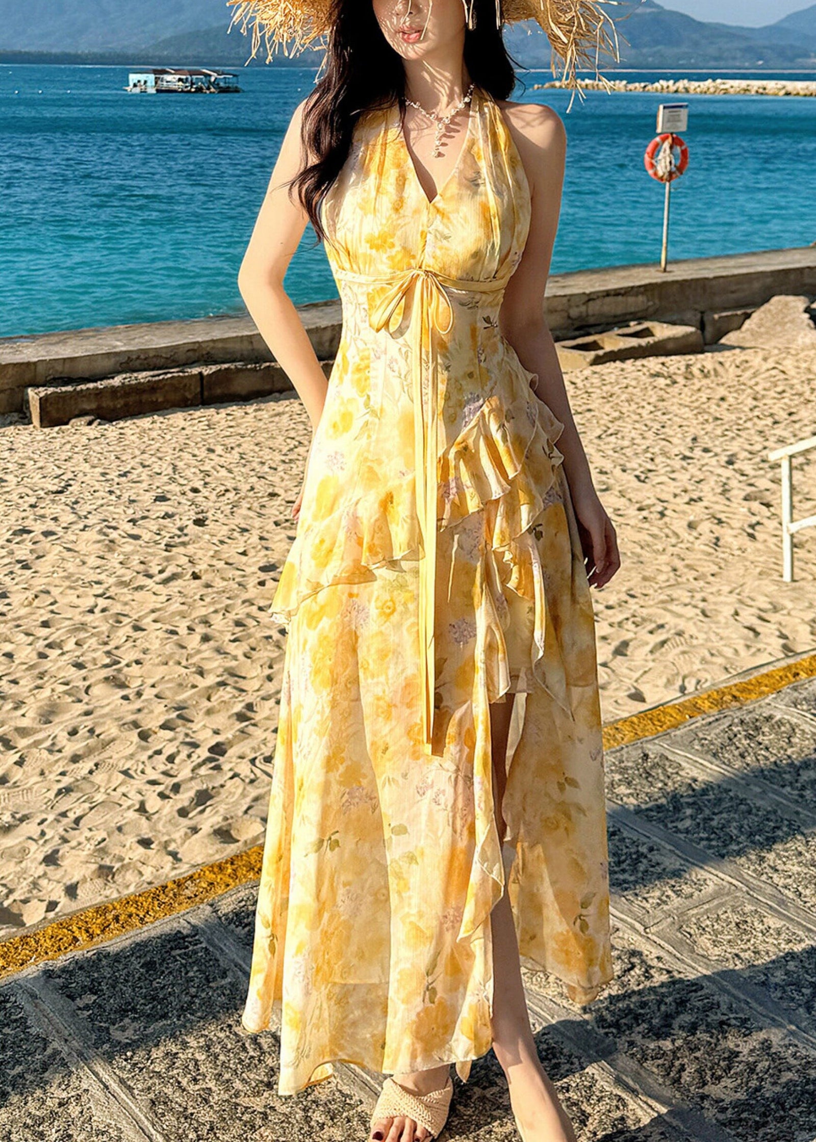 Robe Longue à Volants Imprimé 2