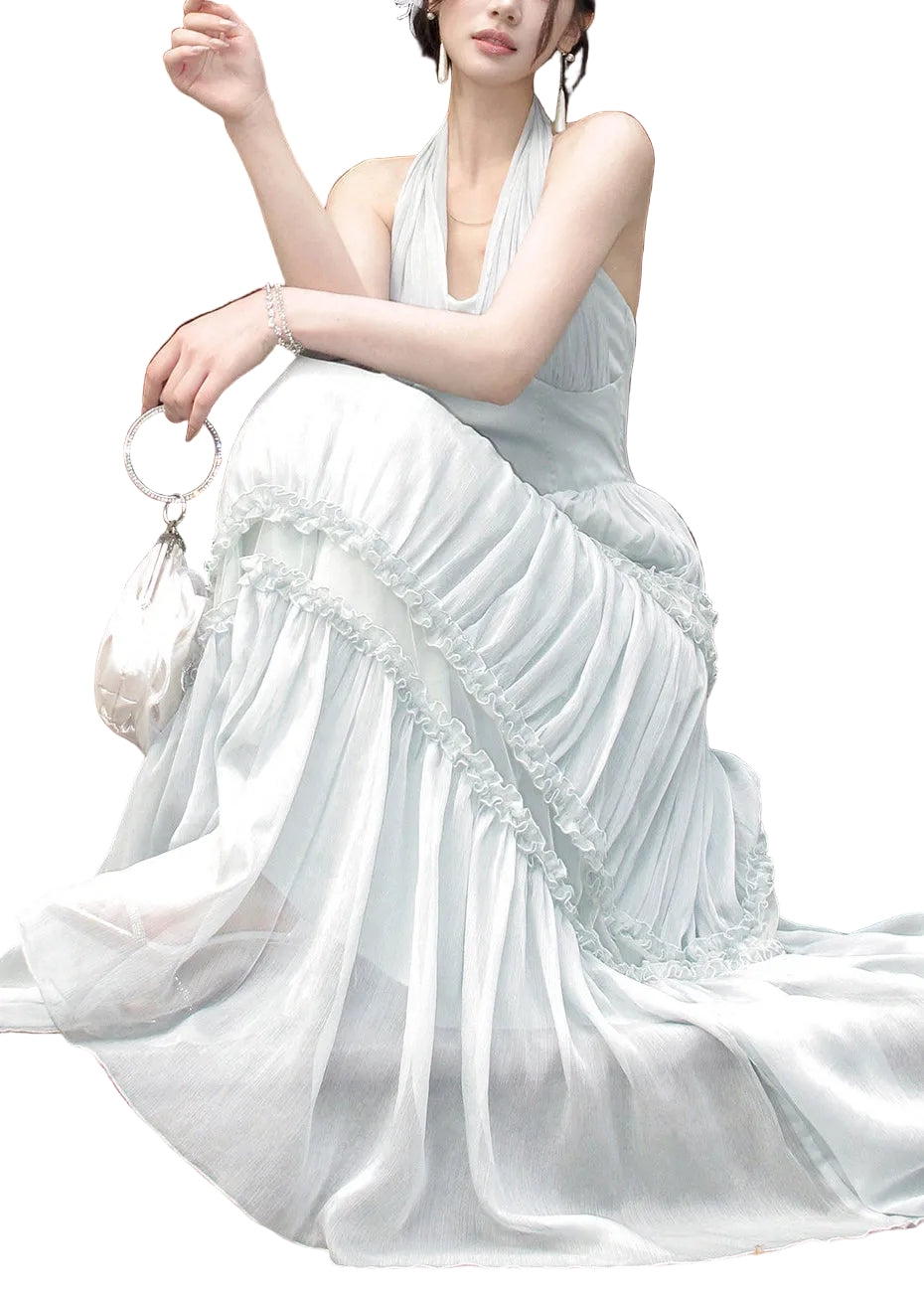 Robe Longue à Volants Sans Manches 1