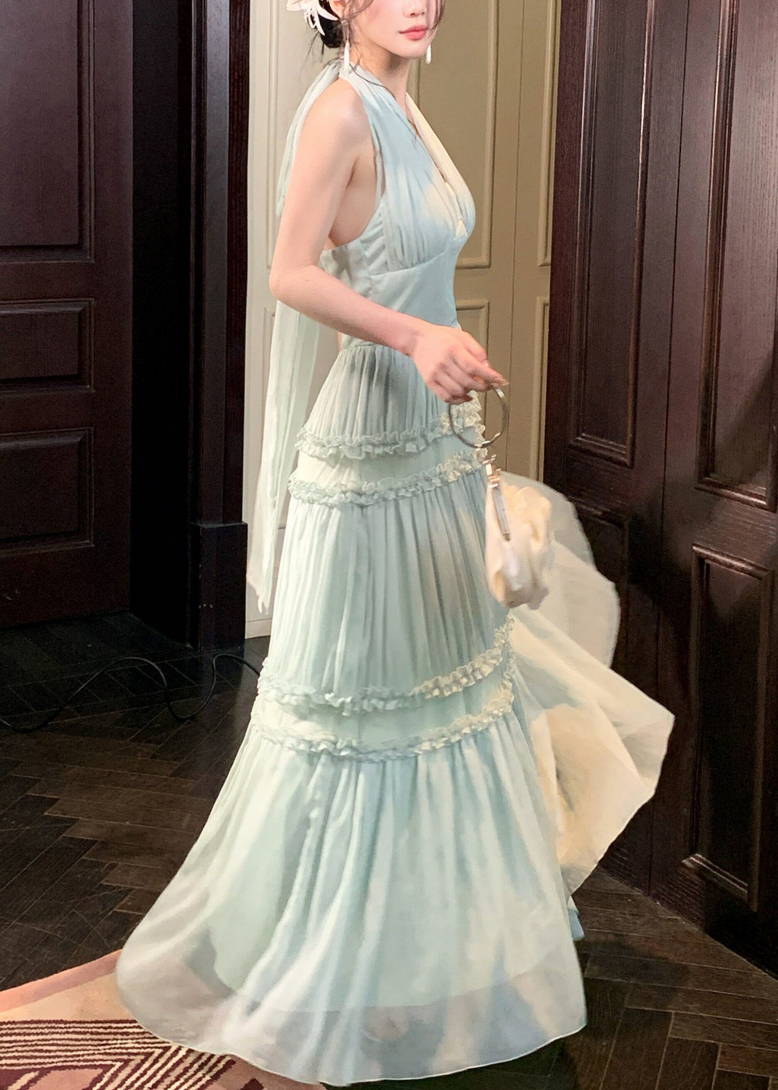 Robe Longue à Volants Sans Manches 3