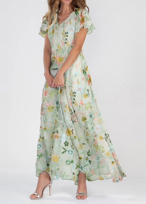 Robe Longue d'Été à Col en V pour Femme 2