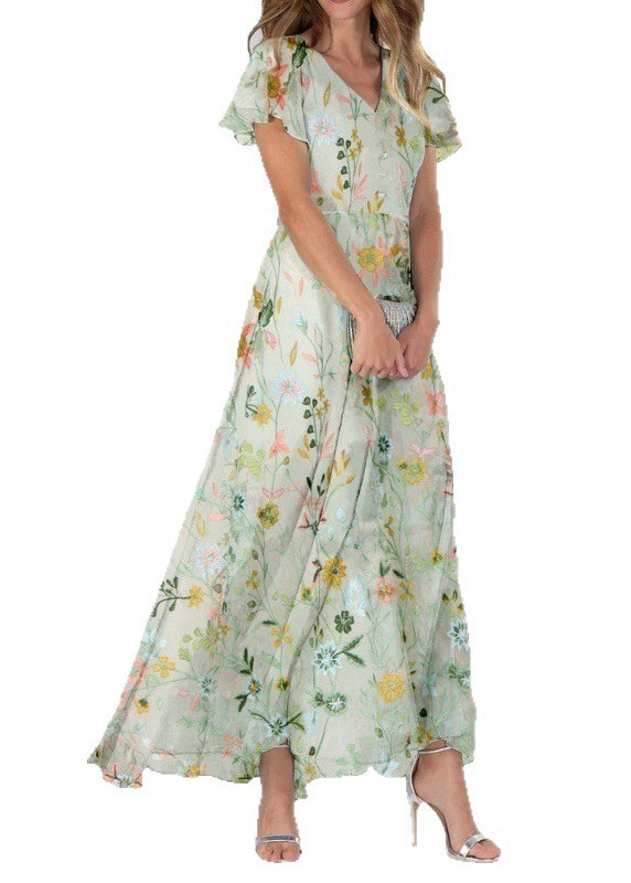 Robe Longue d'Été à Col en V pour Femme 4