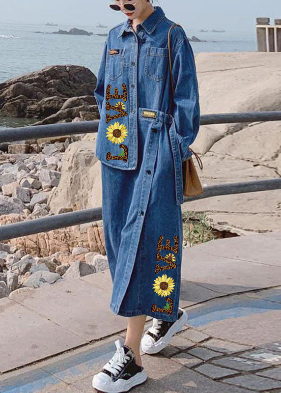 Robe Longue en Denim à Manches Longues pour Femme avec Design Asymétrique 6