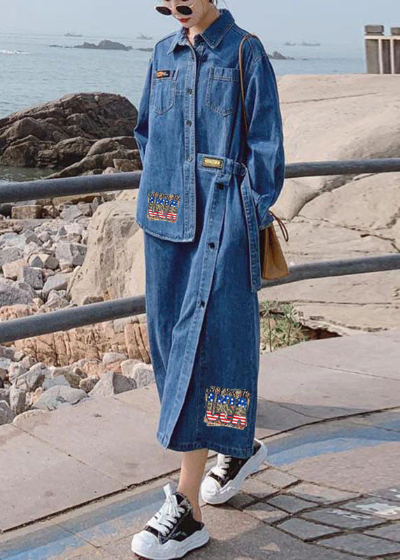 Robe Longue en Denim à Manches Longues pour Femme avec Design Asymétrique 7