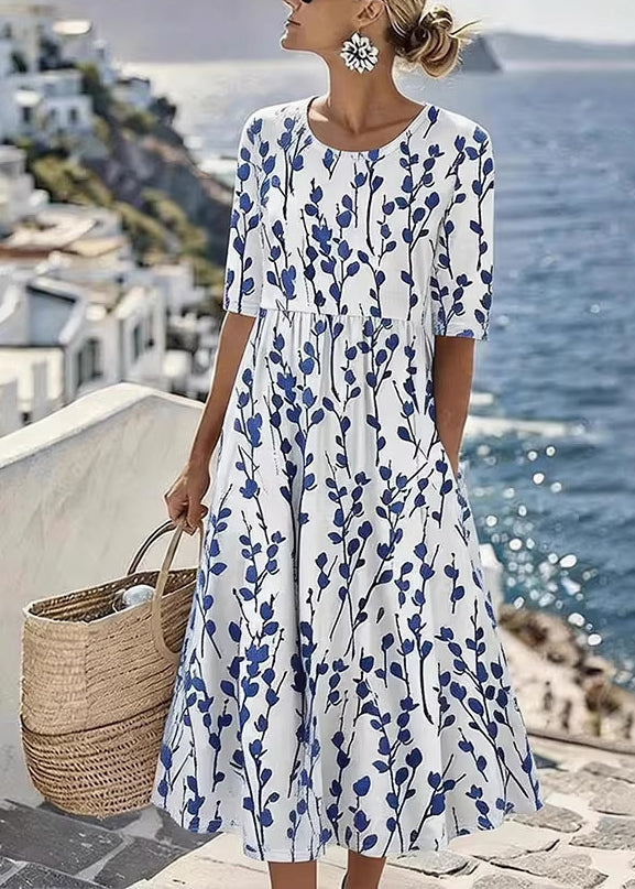 Robe Maxi Femme Col Rond Imprimée 0