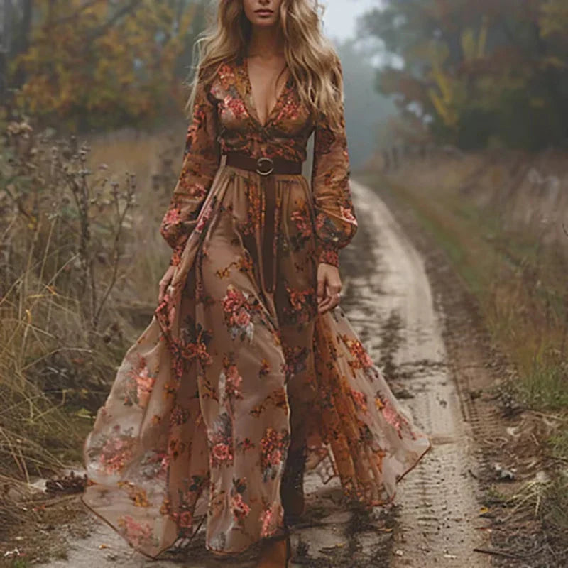 Robe Maxi Femme Style Boho à Manches Longues 4