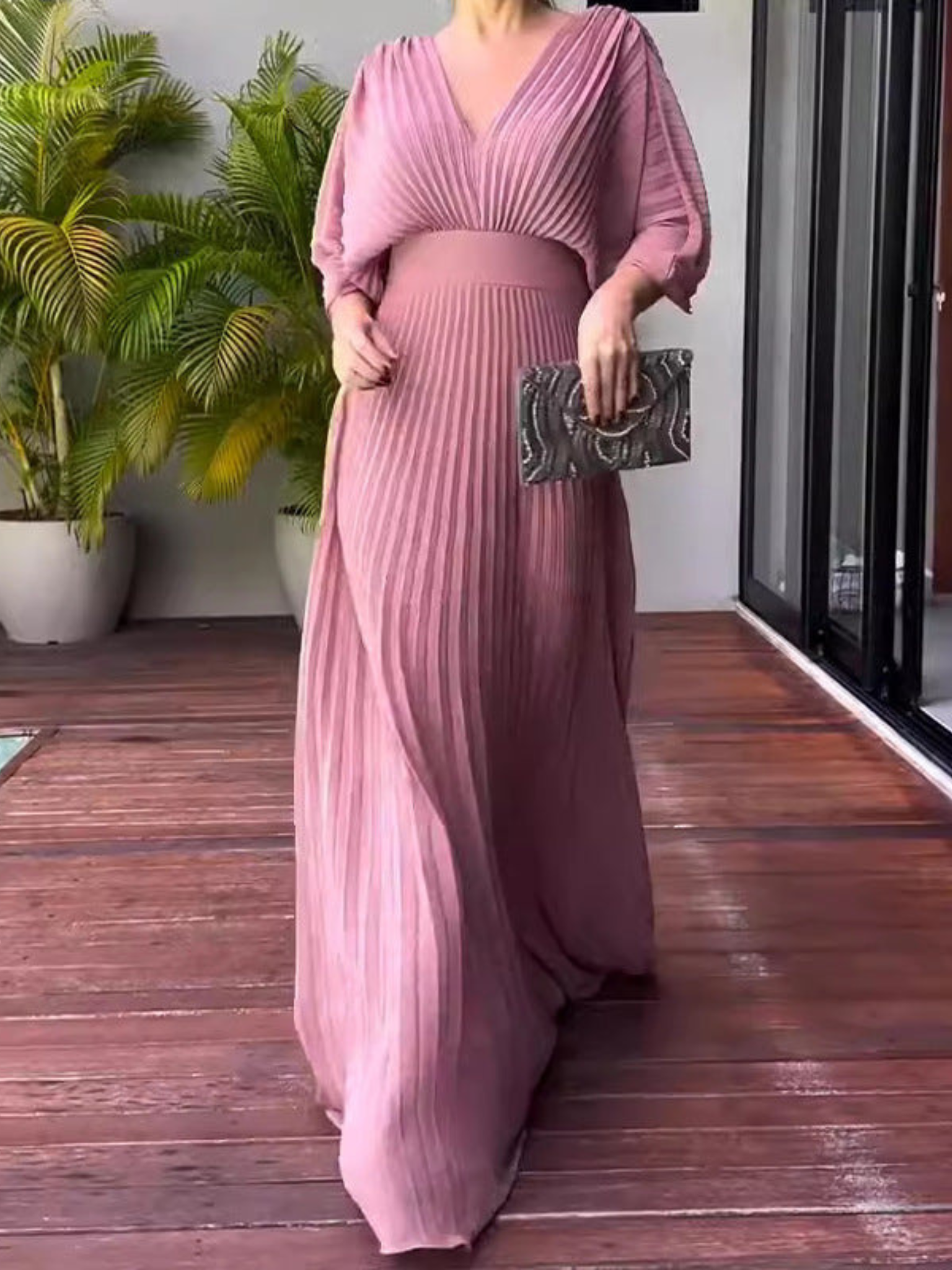 Robe Maxi Plissée Femme Chic 11