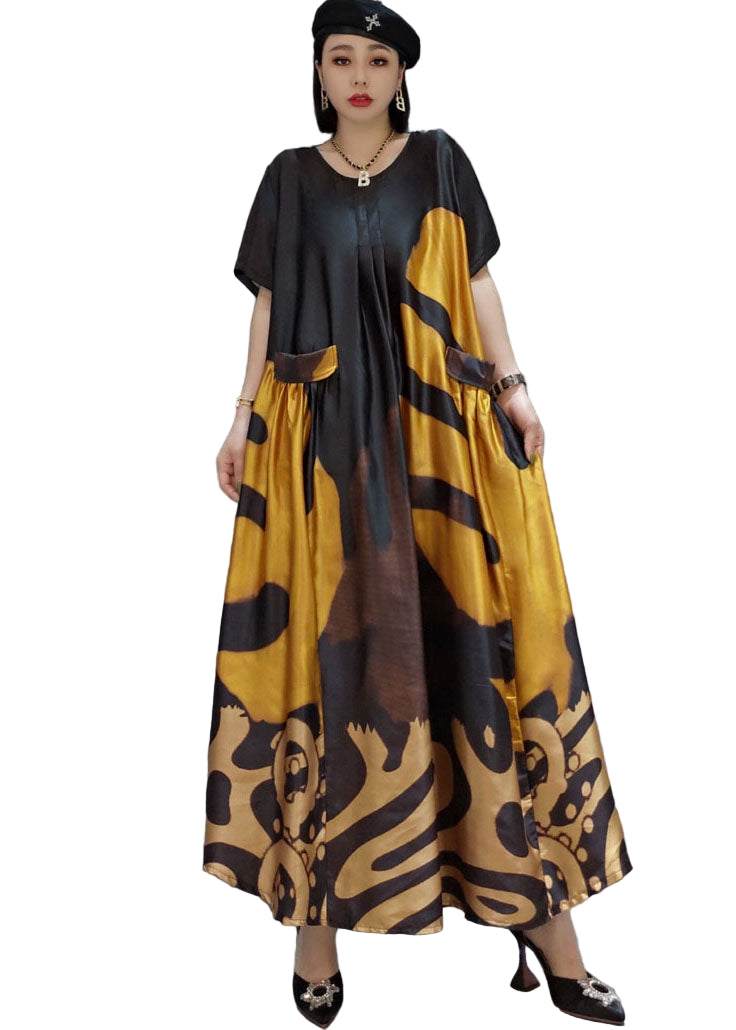 Robe Maxi Satinée à Imprimé pour Femme 0