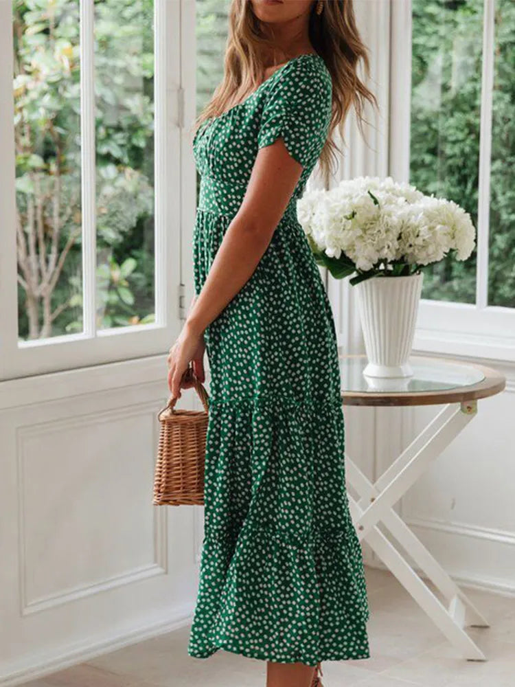 Robe Maxi Vintage à Manches Bouffantes 3