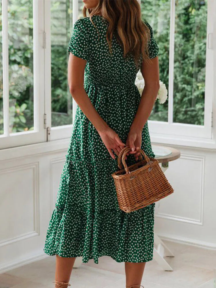 Robe Maxi Vintage à Manches Bouffantes 4