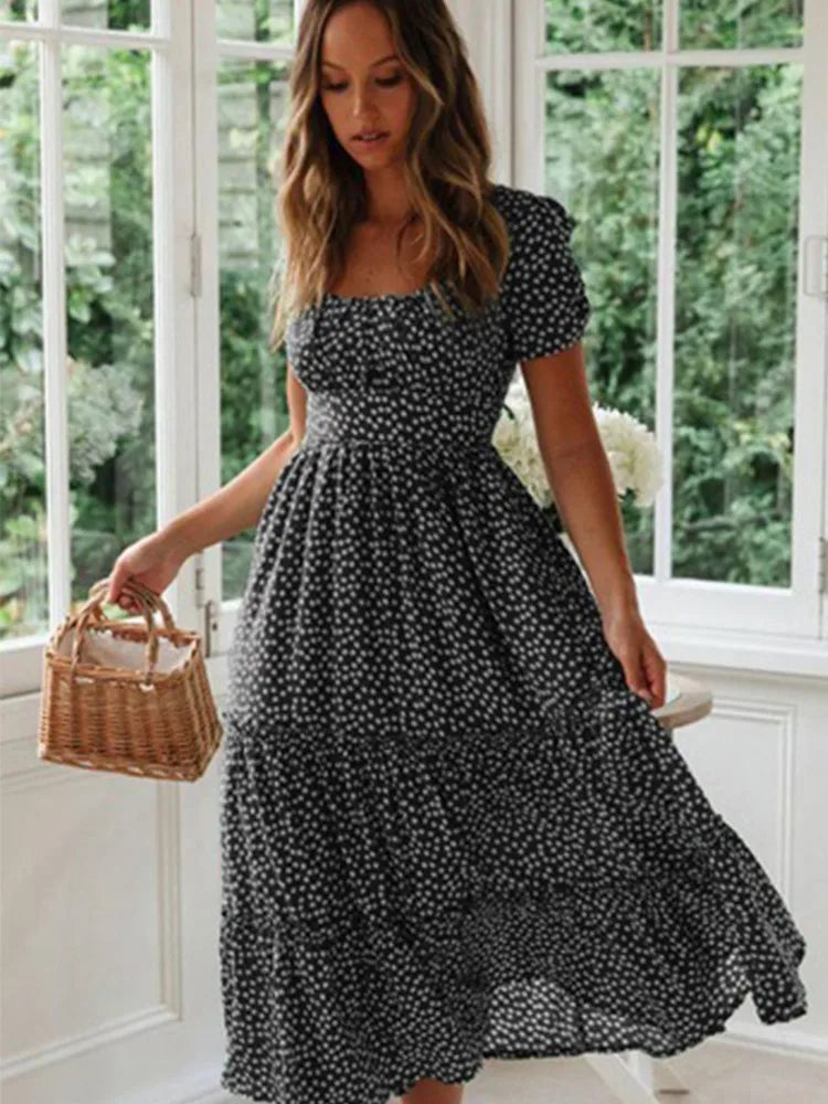 Robe Maxi Vintage à Manches Bouffantes 6