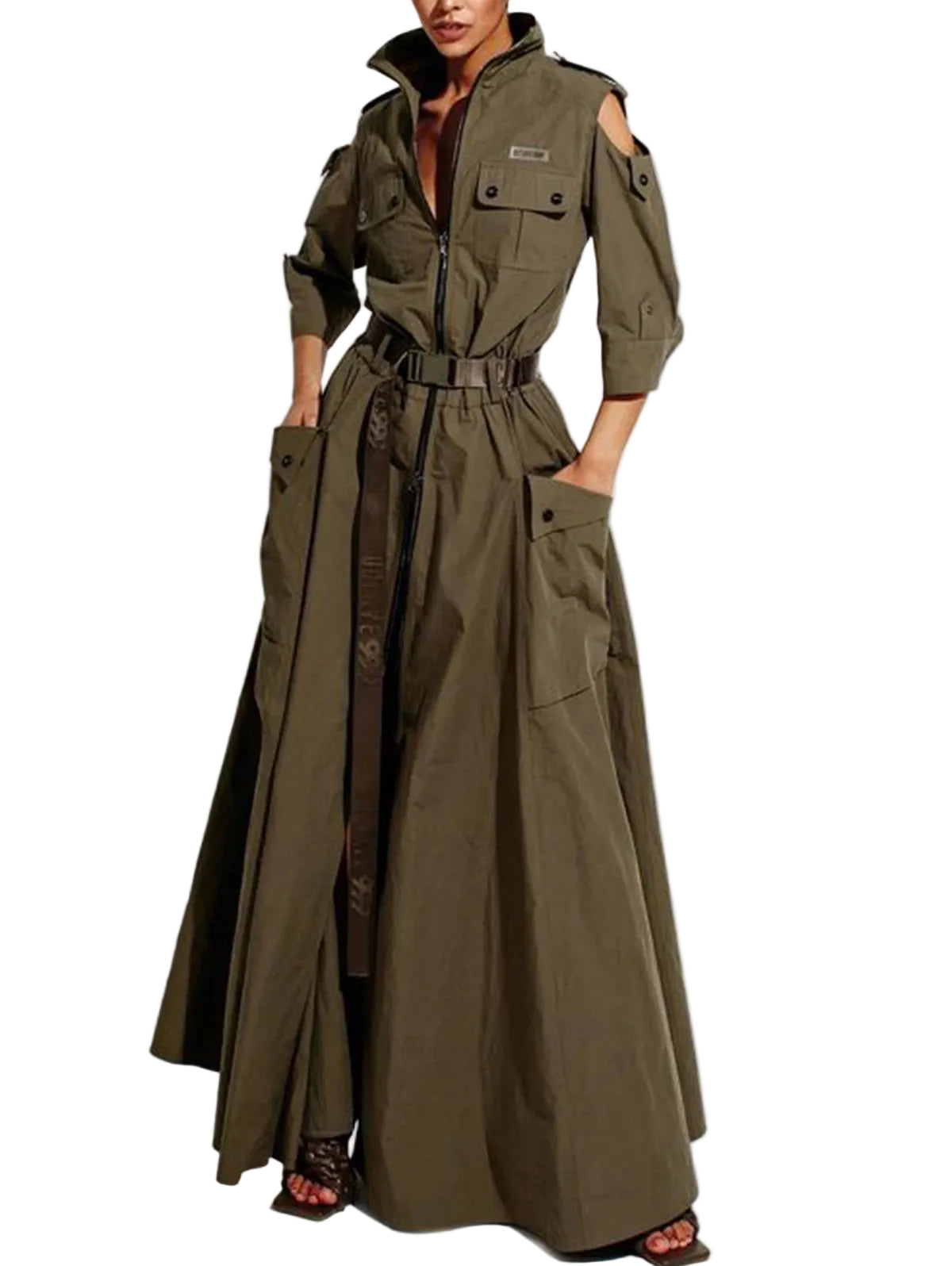 Robe Maxi d'Été à Col Rabattu pour Femmes 0