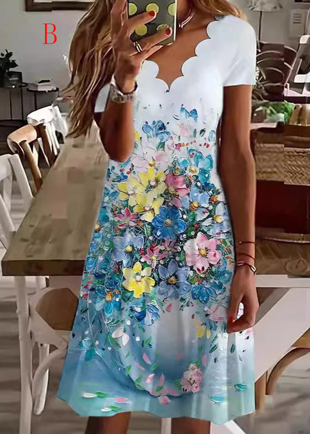 Robe Mi-Longue à Col en V pour Femme 1