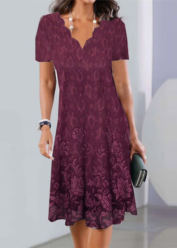 Robe Mi-Longue en Dentelle à Col en V pour Femmes 1
