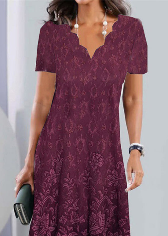 Robe Mi-Longue en Dentelle à Col en V pour Femmes 2