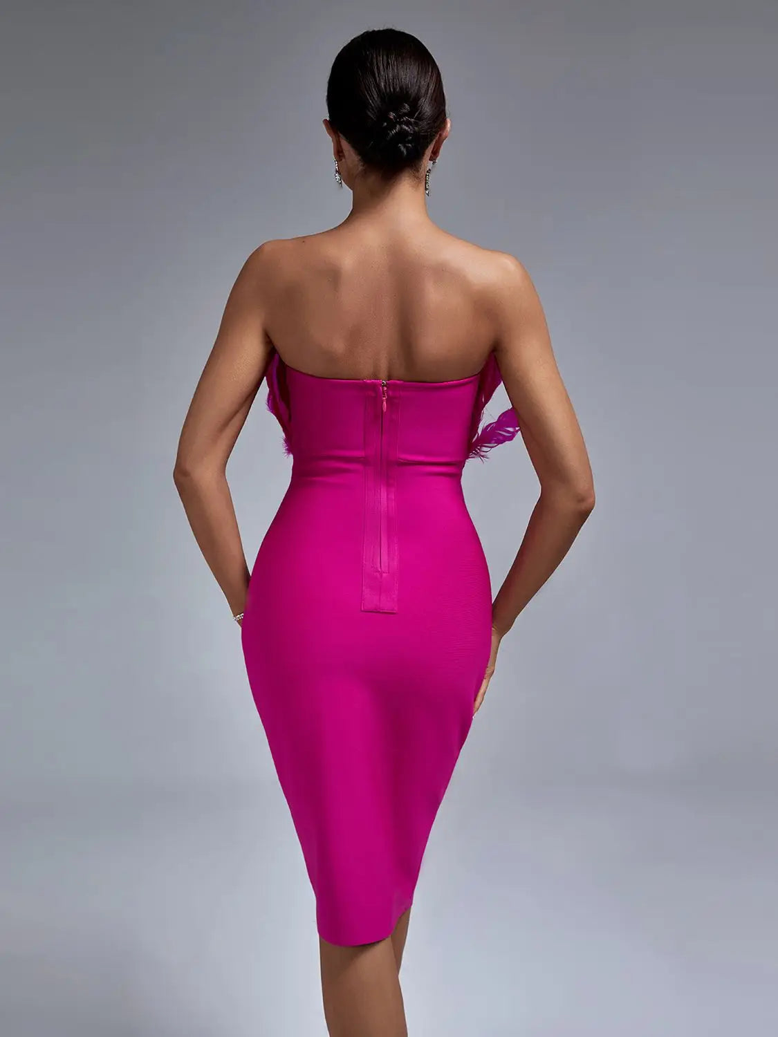 Robe Midi Bustier en Plumes pour Femmes 5