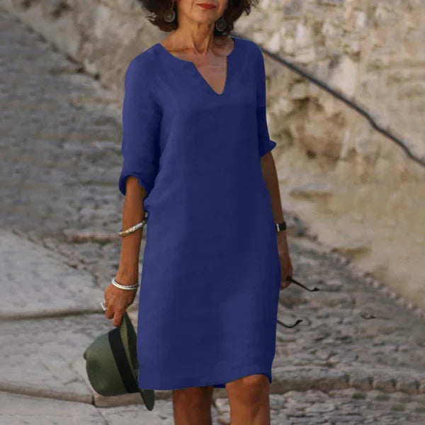Robe Midi Col V pour Femmes Chic 2