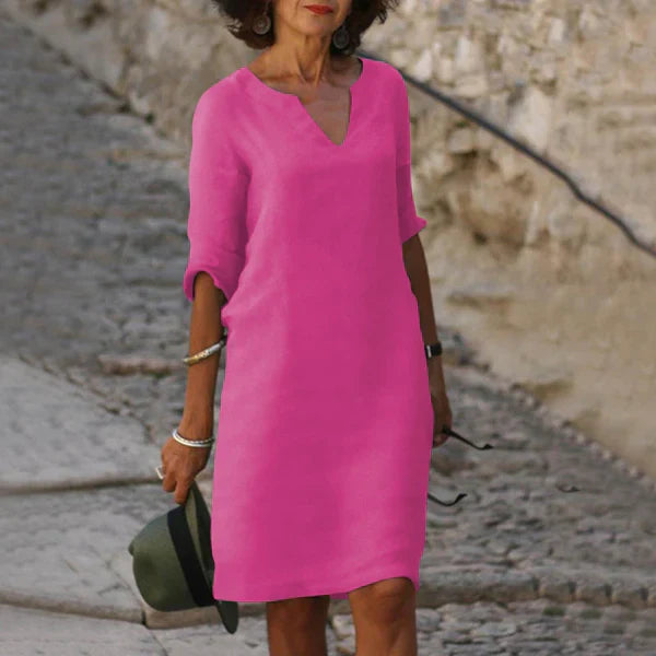 Robe Midi Col V pour Femmes Chic 6
