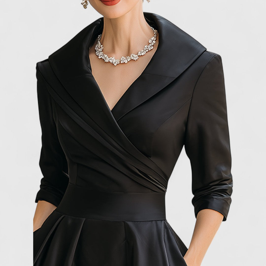 Robe Midi Femme Chic Décolleté en V avec Manches 3/4 et Poches Latérales 5