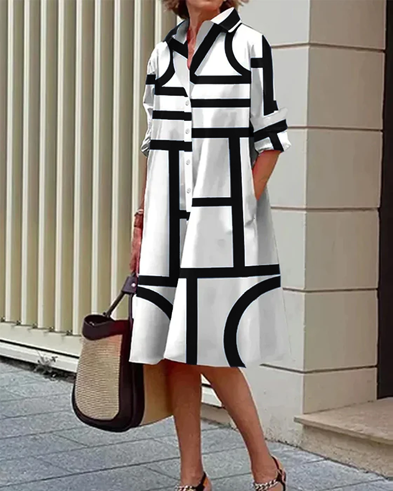 Robe Midi Femme Imprimé Géométrique 7