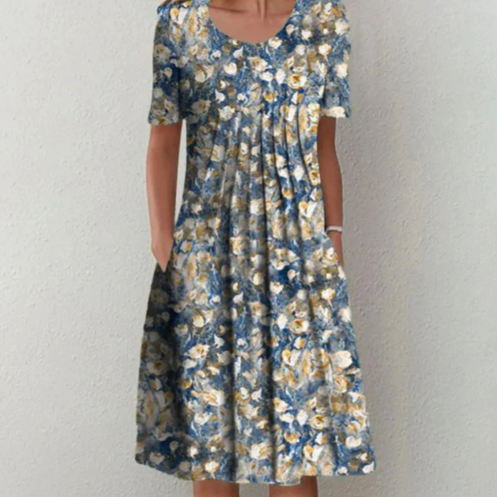 Robe Midi Fleurie pour Femmes à Manches Courtes 4