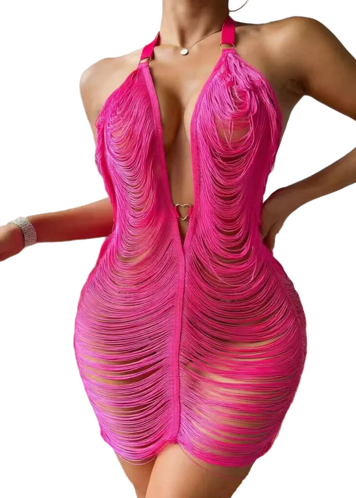 Robe Mini Femme Halter Découpée Style Estival 0