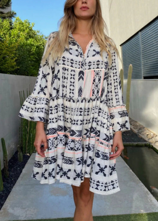 Robe Mini Femme Imprimé Oversize Manches Bracelet 2