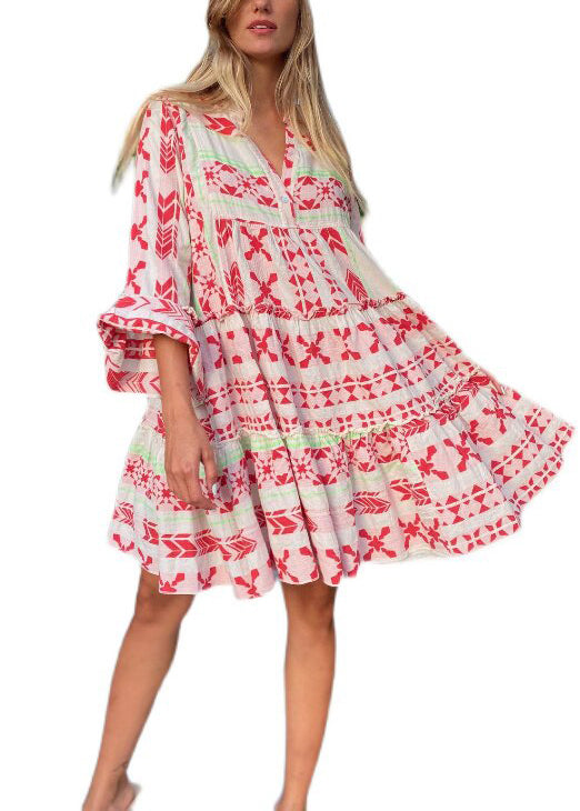 Robe Mini Femme Imprimé Oversize Manches Bracelet 4