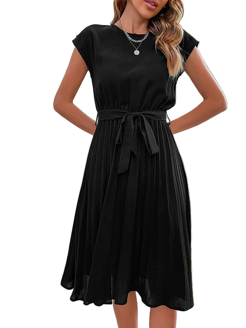 Robe Mini Plissée à Manches Courtes pour Femme 0