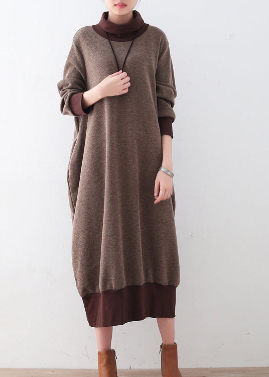 Robe Pull Ample Hiver à Col Haut 1