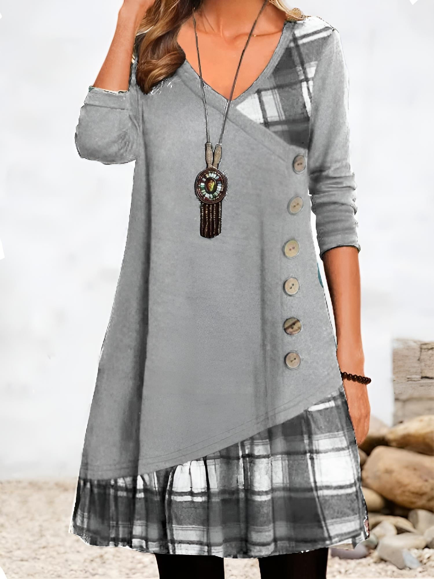 Robe Superposée à Col V pour Femmes 2
