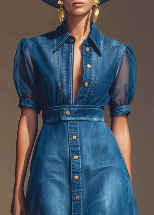 Robe ajustée à col claudine et manches courtes pour femme 3