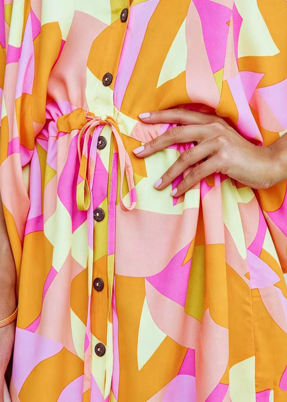 Robe courte ample à nouer manches chauve-souris pour femme 4