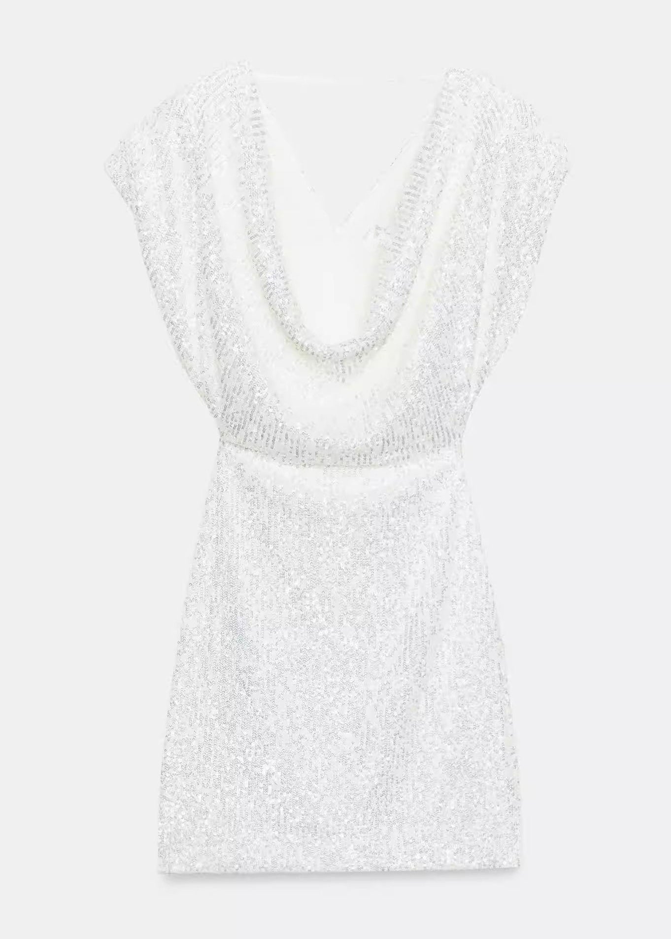 Robe courte femme style enveloppé à paillettes 4