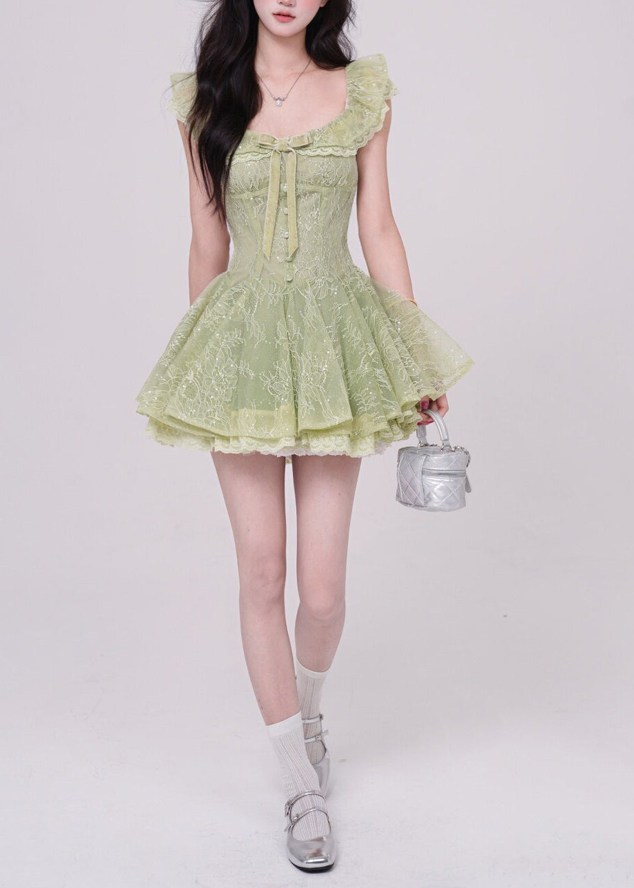 Robe d'Été Femme Courte Bohème à Col Carré 1