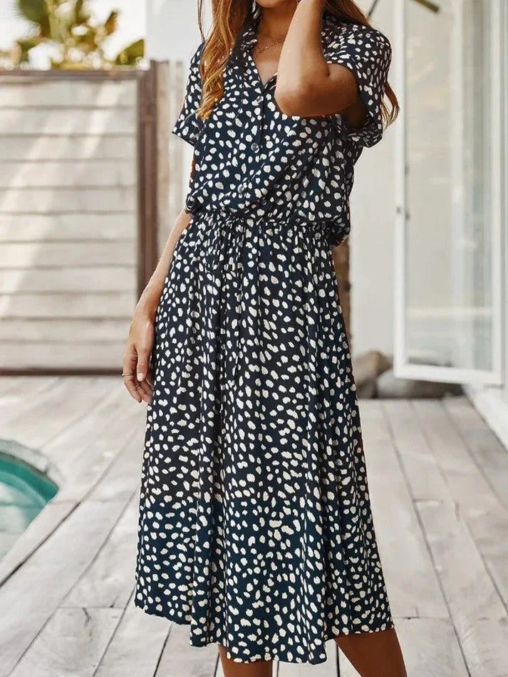 Robe d'Été Vintage Femme à Manches Mi-Longues en Tissu Léger 10